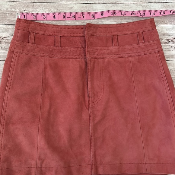 Free People Mauve Pink Suede Goat Leather A Line Mini Skirt - Picture 10 of 12